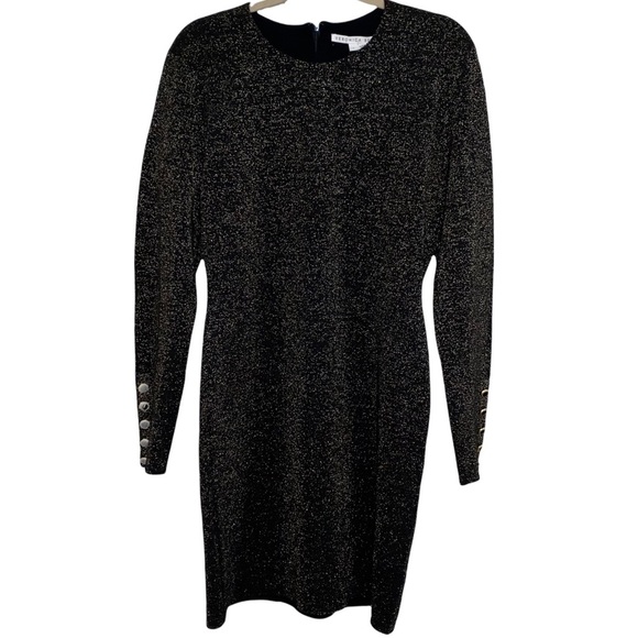 NEW Veronica Beard Sharon Black And Gold Metallic BodyCon Crewneck Sweater Dress - Picture 4 of 15